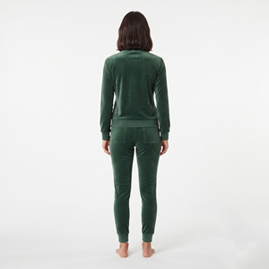 <b>Women's</b> Casual <b>Velour</b> 2 Piece Set Green <b>Velour</b> Zip Up Sweat Jacket Jogger Trousers Slim Fit Velvet <b>Tracksuit</b> Loungewear - Product Image 2