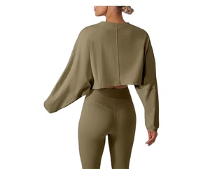 Crop Top Long Sleeve Gym Fitness Yoga Sets Workout <b>Leggings</b> Sports Bra For Women's Yoga Suit Sports Wear Jogger Suits Yoga Set - Product Image 4