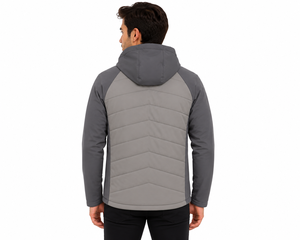 Men's Premium <b>Grey</b> Hooded Quilted <b>Jacket</b> Lightweight Breathable Winter Full Sleeve Outdoor Stylish Padded Streetwear - Product Image 3