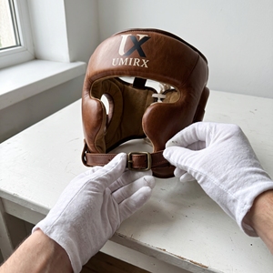 Protector de Cabeza de Boxeo de Cuero Vintage, con Cordones, de Piel de Vaca Marrón, Retro, Abierto, Clásico, para Entrenamiento, con Logotipo Personalizado - Product Image 6