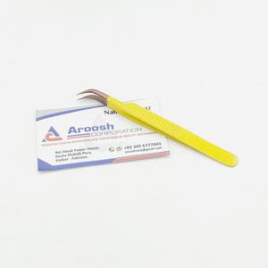 Pince à épiler de type courbe J en or rose couleur jaune extensions de cils à poignée diamantée en acier inoxydable de haute qualité pince à épiler durable - Product Image 3