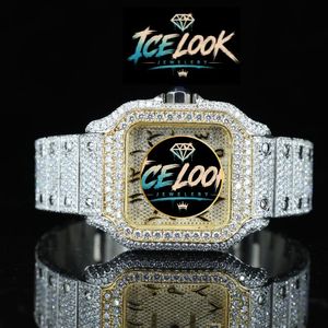 Reloj Unisex Cuadrado de Acero Inoxidable ICE LOOK JEWELERY, 41 mm, Analógico, de Cuarzo, Estilo Hip Hop, Esfera Luminosa de Zafiro, Cierre Plegable de 20 mm - Product Image 1