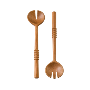 Eco-Friendly Natural Wooden Salad Server Set Handcrafted Teak Wood <b>Serving</b> Spoon And Fork Long Handle Salad <b>Tongs</b> Wholesale Buk - Product Image 2