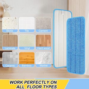 Serpillère plate en microfibre professionnelle de haute qualité, écologique et durable, avec manche en acier inoxydable, 4 tampons réutilisables et lavables, essorage automatique - Product Image 3