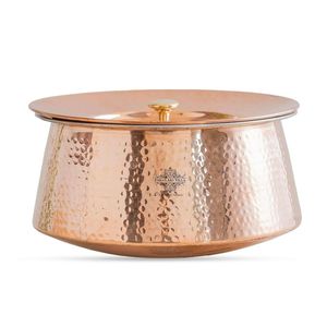 Cazuela de Latón Hecha a Mano con Tapa, Recipiente para Servir Comida Tipo Buffet, para Hogar, Hotel, Venta al por Mayor, Exportación - Product Image 1