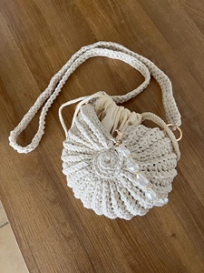 Sac bandoulière en crochet en forme de coquille avec décoration de perles, style bohème, sac à main pour femme - Product Image 1