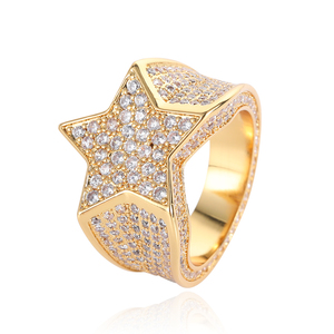 Bague étoile en argent 925 avec diamant de laboratoire pour homme, bague statement étoile à cinq branches glacée, bijoux de luxe tendance, cadeau pour homme, style audacieux - Product Image 5