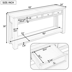 Consolle con Cassetti Portaoggetti e Ripiano Inferiore per Ingresso, Corridoio o Divano, con Funzionalità di Organizzazione Pratiche - Product Image 5