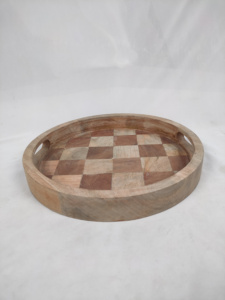 Vente en gros Plateau rond rectangulaire carré en bois naturel multi-usages Assiette à salade Plateau à thé Assiette à fruits Vaisselle en bois - Product Image 2