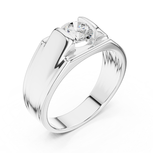 Bague de mariage solitaire pour homme en or jaune avec diamant de laboratoire – Bijou de luxe contemporain en or et diamant - Product Image 4