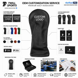 Manufacture Custom Logo PU Leather <b>Golf</b> Head Covers Solid Black Driver Fairway Wood Hybrid Protector <b>Golf</b> Driver Head Covers - Product Image 5