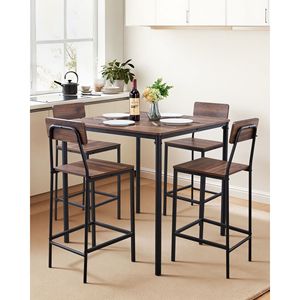 Ensemble de table de bar 5 pièces, table carrée de 35 pouces avec 4 tabourets, design à bords arrondis - Product Image 2