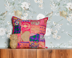 Indian Cotton Handcrafted Patchwork Khambadia Bohemian Style Eco-Friendly Customizable Cushion <b>Cover</b> <b>Sofa</b> Decor Export Quality - Product Image 1