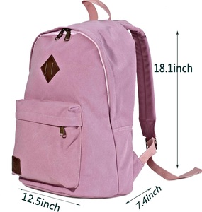 Sac à dos en toile vintage unisexe, décontracté, avec fermeture éclair, poche avant, design patch diamant, pour l'école, grande capacité, résistant à l'eau - Product Image 2