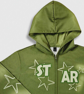Survêtement d'hiver personnalisé Y2K Streetwear délavé style décontracté pour homme, avec sweat à capuche imprimé DTF et pantalon de survêtement évasé coupe ample Hip Hop Vintage - Product Image 3