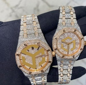 Luxury Iced Out Moissanite Diamond Hip Hop Quartz <b>Watch</b> Men Polygon Analog Wristwatch - Product Image 6