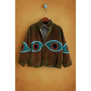 Premium Quality Eye Embroidery Suzani Velvet <b>Thick</b> Jacket Full Sleeve Stand Collar <b>Winter</b> Style Hand Embroidered Unisex <b>Coat</b> - Product Image 2