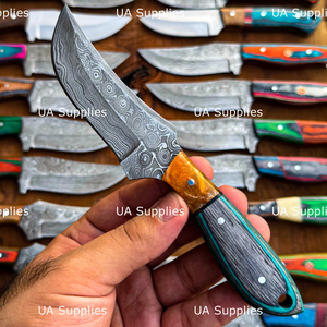 Couteaux de chasse à lame fixe en acier Damas de qualité industrielle OEM, couteau à dépecer, vente en gros à volume élevé, fournitures UA - Product Image 5