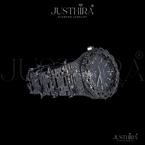 Reloj de Lujo con Diamantes Negros para Hombre – Estilo Hip Hop, Completamente Adornado con Brillantes, con Indicador de Fecha, para Amantes del Color Negro - Product Image 4