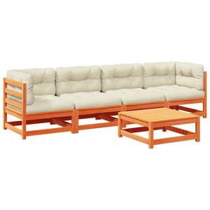 Ensemble de canapés de jardin en bois de pin massif brun ciré, tissu Oxford avec coton PP, mobilier d'extérieur élégant - Product Image 2