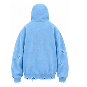 <b>Top</b> Selling Reasonable Price Casual Streetwear <b>Distressed</b> Balaclava Hoodie Men's Full Face Mask Zip Durable Material - Product Image 2