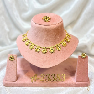 ชุดเครื่องประดับดีไซน์ดอกไม้ประดับเพชรซิคอนชุบทองคำจาก MOLL JEWELLERS สร้อยคอ ต่างหู ดีไซน์ทันสมัย สไตล์ชาติพันธุ์ คอลเลคชั่นเจ้าสาว รุ่นที่สาม - Product Image 1