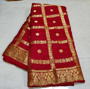 Yellow <b>Red</b> Banarasi Silk Ghatchola Pattern <b>Saree</b> - Product Image 3