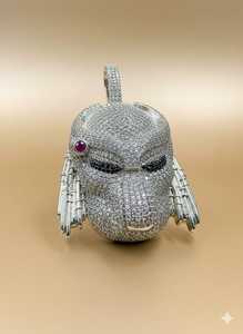Colgante de Máscara de Depredador con Incrustaciones de Moissanita VVS, Colgante Hip Hop de Plata de Ley 925, Colgante Bling para Raperos y Fiestas para Hombres - Product Image 5