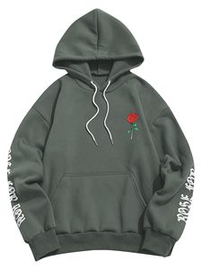 men hoodie oversized heavy <b>weight</b> cotton fleece drop shoulder distressed embroidery print streetwear pullover hoodie wear - Product Image 6