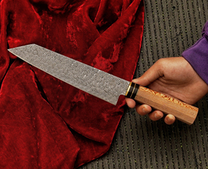 Cuchillo de Cocina Personalizable Ambidiestro de Acero de Damasco Forjado con Diseño de Gota de Lluvia, Regalo de Aniversario para Cocineros DIY, apto para lavavajillas - Product Image 6