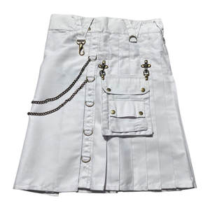 Kilt Escocés Blanco Gótico de Algodón para Mujer con Bolsillos Cargo Híbridos y Cadenas, Venta al por Mayor de Fábrica 2026 - Product Image 2