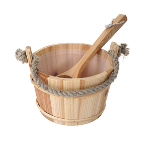 Panier et louche de sauna en bois de pin naturel de haute qualité avec poignée en corde, fabriqués à la main au Vietnam - Product Image 2