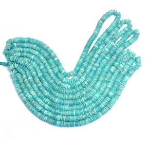 Cuentas lisas Heishi de amazonita AAA+ de 6mm-7mm, cuentas espaciadoras redondas de amazonita verde natural para la fabricación de joyas. - Product Image 3