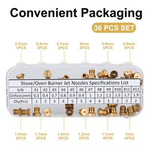 Kit de conversion d'orifice pour cuisinière et four, Buse de brûleur à jet en laiton de remplacement, Embout de pulvérisation de gaz M6x0.75 mm, Pièces de tuyauterie de gaz propane GPL - Product Image 3