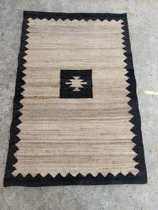 Alfombra de Yute Tejida a Mano, Estilo Tribal Moderno, Color Beige Natural y Negro, Geométrica, Ecológica, para el Hogar, Pasillo, Estilo Boho, Rústico - Product Image 4
