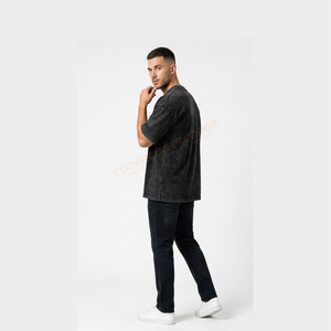 T-shirt 100% polyester/coton de haute qualité, effet délavé, style streetwear hip-hop, logo personnalisé, séchage rapide, écologique - Product Image 4