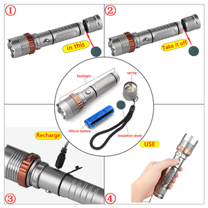 Torcia LED Ricaricabile con 5 Modalità e Zoom, per Escursionismo e Campeggio, con Batteria e Caricatore - Product Image 3
