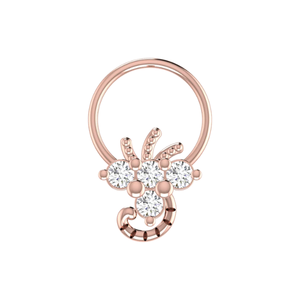 AJRETAIL – Piercing de nez ethnique floral en or 14 carats pour femme, avec diamant naturel 0,12 ct, bijou fin et élégant avec détails dorés - Product Image 2
