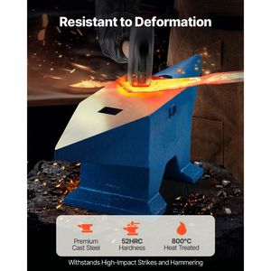 En gros, Enclume en acier moulé à corne unique, 132 lb, avec trous ronds et carrés, pour forge de serrurier et équipement - Product Image 2