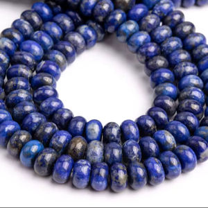 Cuentas sueltas de lapislázuli azul natural en forma de rondel para la fabricación de joyas, pulseras, collares y manualidades. - Product Image 1