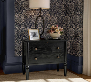 <b>Black</b> Wooden 2 Drawer Nightstand Traditional <b>Bedside</b> <b>Table</b> with Round <b>Metal</b> Knobs for Bedroom - Product Image 6