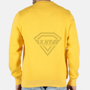 Sudadera Personalizada al por Mayor, Cuello Redondo, Color Amarillo, para Hombre, Lisa, de Felpa, Estilo Urbano, Talla Grande, de Algodón, de Fábrica - Product Image 5