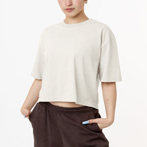 Camiseta Deportiva Corta de Algodón 100% para Mujer, Transpirable, Holgada, con Logo de Diamantes de Imitación - Product Image 5