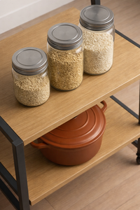 Chariot de rangement en bois moderne BeNK, nouveau design, avec structure en acier et crochets pour l'organisation de la cuisine - Product Image 4