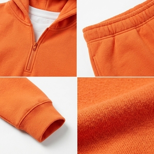 Men 2 Piece <b>Tracksuit</b> Set Quarter Zip Hoodie Jogger Pants Fleece Casual Loose Fit Custom OEM Wholesale Manufacturer - Product Image 4