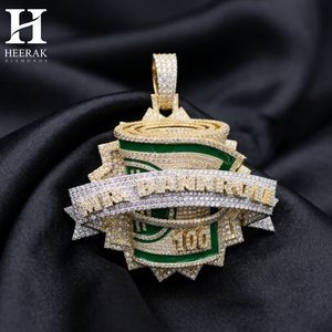Collar con Colgante Personalizado de Hip Hop, Estilo Iced Out, con Diseño de Billete de 100 Dólares y Esmalte Verde, para Hombre - Product Image 2