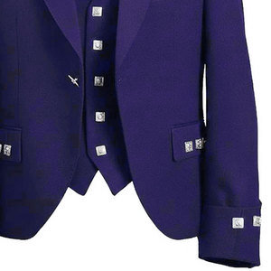 Men’s Scottish Highland Purple Prince Charlie Kilt Jacket & <b>Vest</b> Formal Wear Made to Order 2026 - Product Image 5