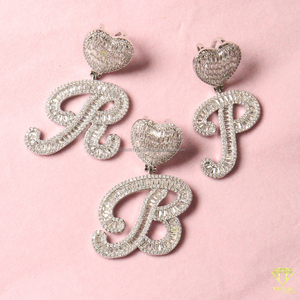 Bling Bubble <b>Initial</b> Pendant <b>Necklace</b> Moissanite Diamond Custom Alphabet Charm Cuban Chain Jewelry - Product Image 6