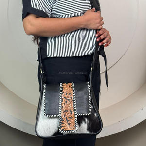 Custom Low MOQ Trendy <b>Handbags</b> Hand Tooled Leather Crossbody Purse Luxury Cowhide Leather Shoulder Messenger Bag for Women's - Product Image 4