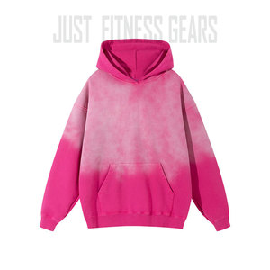 Sweat à capuche en molleton tie-dye pour homme, coupe classique, décontracté, automne, avec poche, motif tricoté violet et blanc - Product Image 2